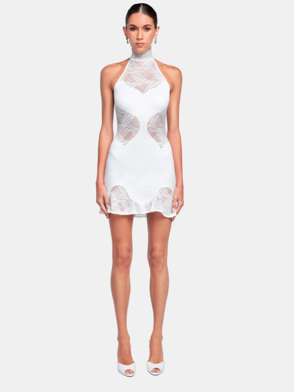 NWT OW Collection Sold Out Jodie Lace Mini Halter dress cutout bridal sz S $170